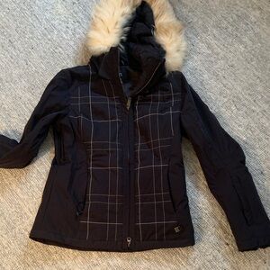 NILS Black Ski Jacket with Fur Hood